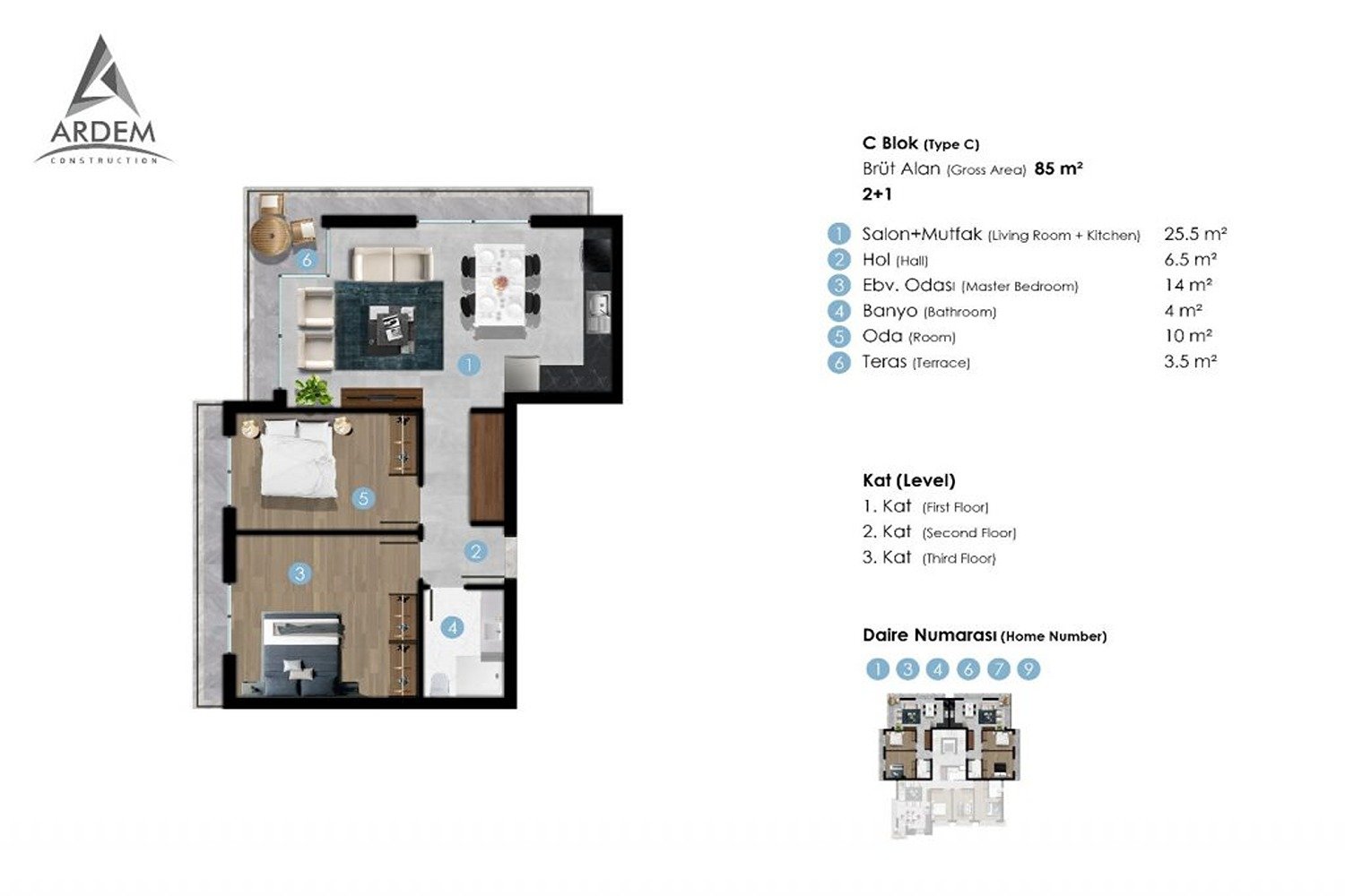 Ardem Construction - Avangart Plus A Blok 2+1 Daire