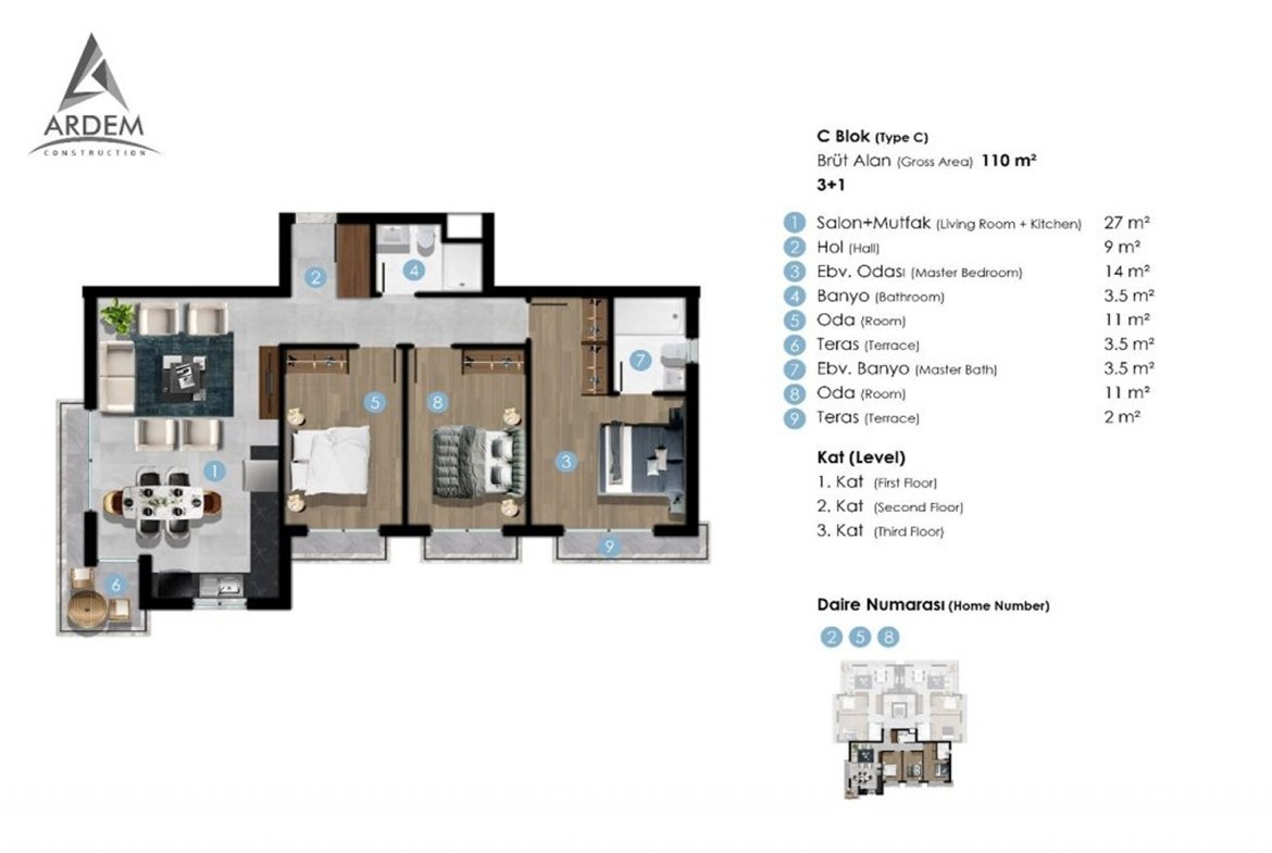 Ardem Construction - Avangart Plus A Blok 2+1 Daire