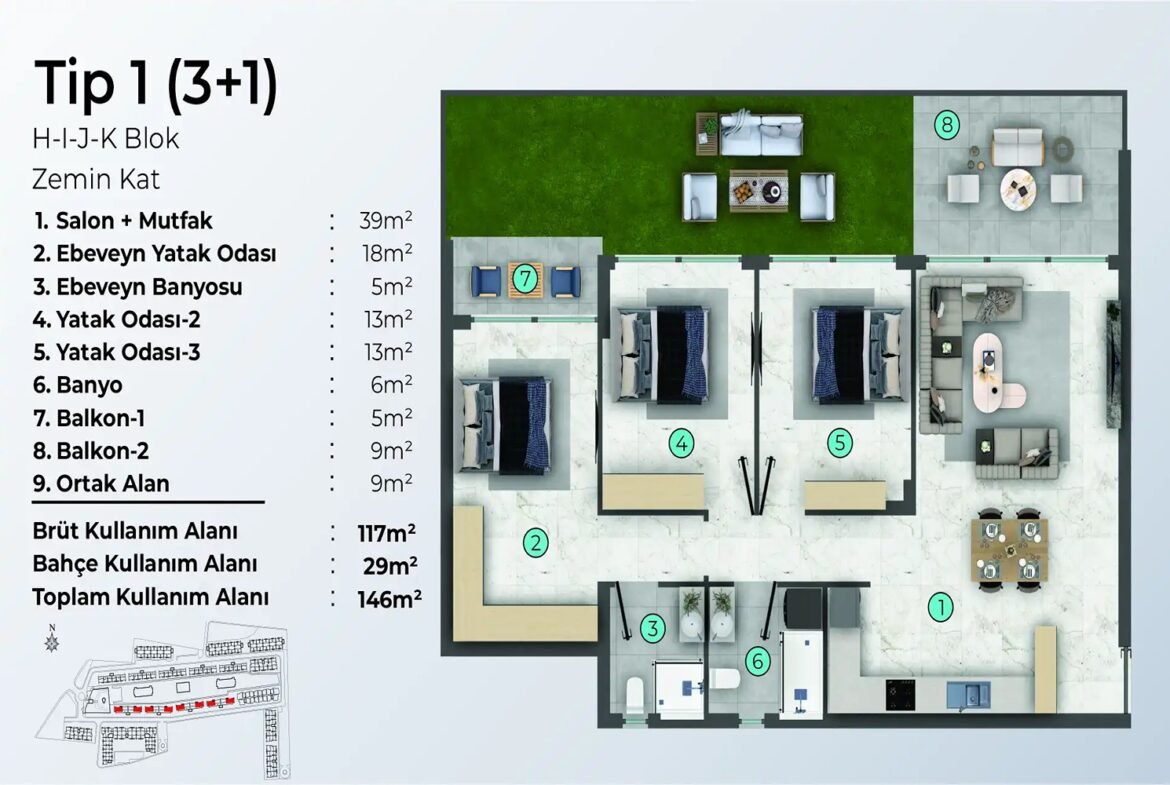 Akol Global - Dolce Vita H Blok 3+1 Daire