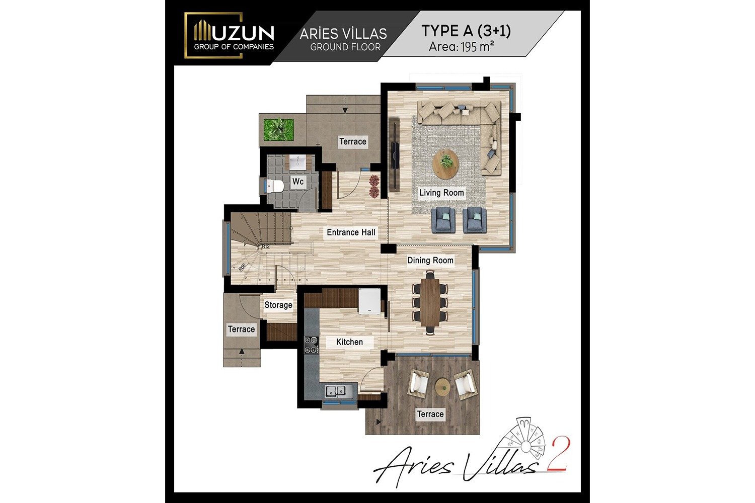 Uzun Group - Zodiac City Aries A Tipi 3+1 Müstakil Havuzlu Villa