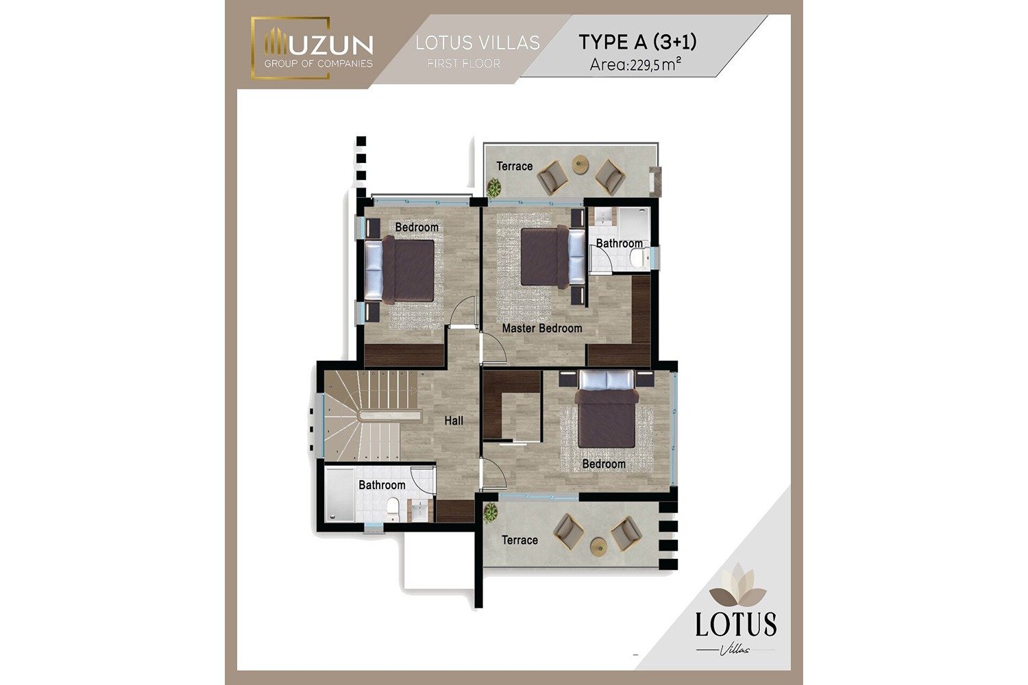 Uzun Group - Lotus A Tipi 3+1 Müstakil Havuzlu Villa